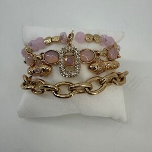 Bomb Party‎ Dreaming in Waves Rose Gold Mother of Pearl Bracelet Set MSRP 130